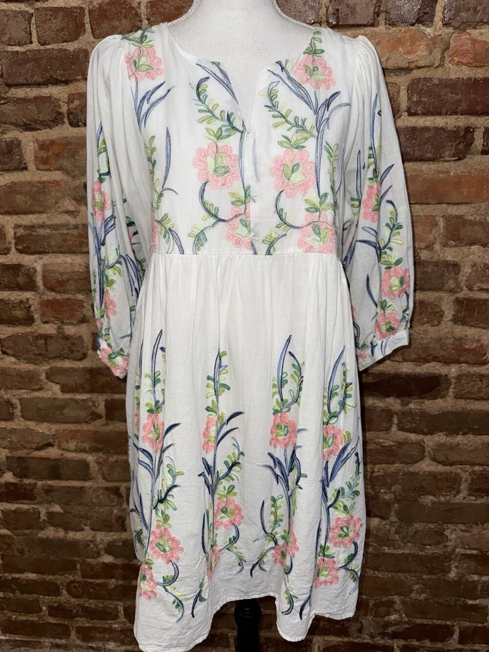 Hayden Sz L Embroidered Babydoll Feminine Cottagecore Milkmaid Peasant Sundress